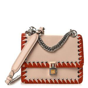 AUTHENTIC FENDI Beige Leather Shoulder Bag